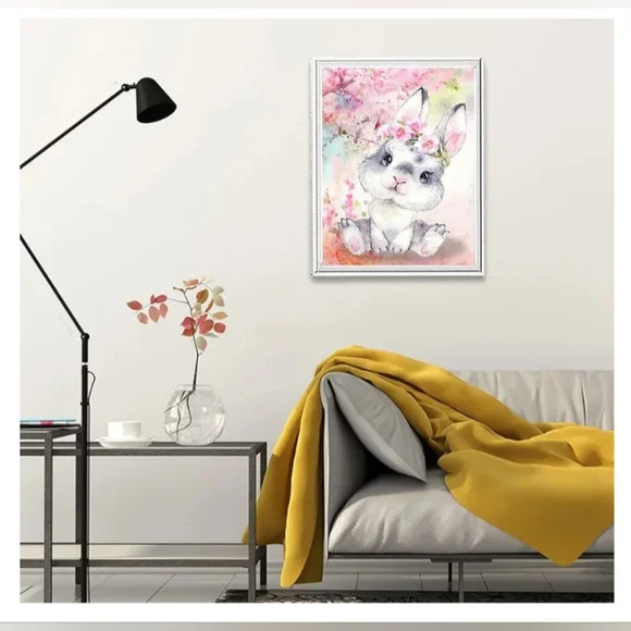 BUNNY Rabbit Spring Time Canvas Diamond Art 12"x16" - Picture 6 of 7